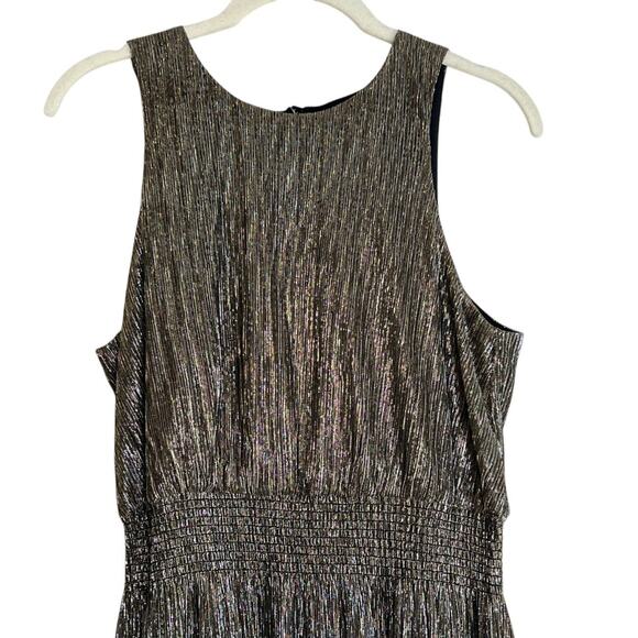 Banana Republic Metallic High-Low Dress Size 6 Gold Mix New - Picture 3 of 11